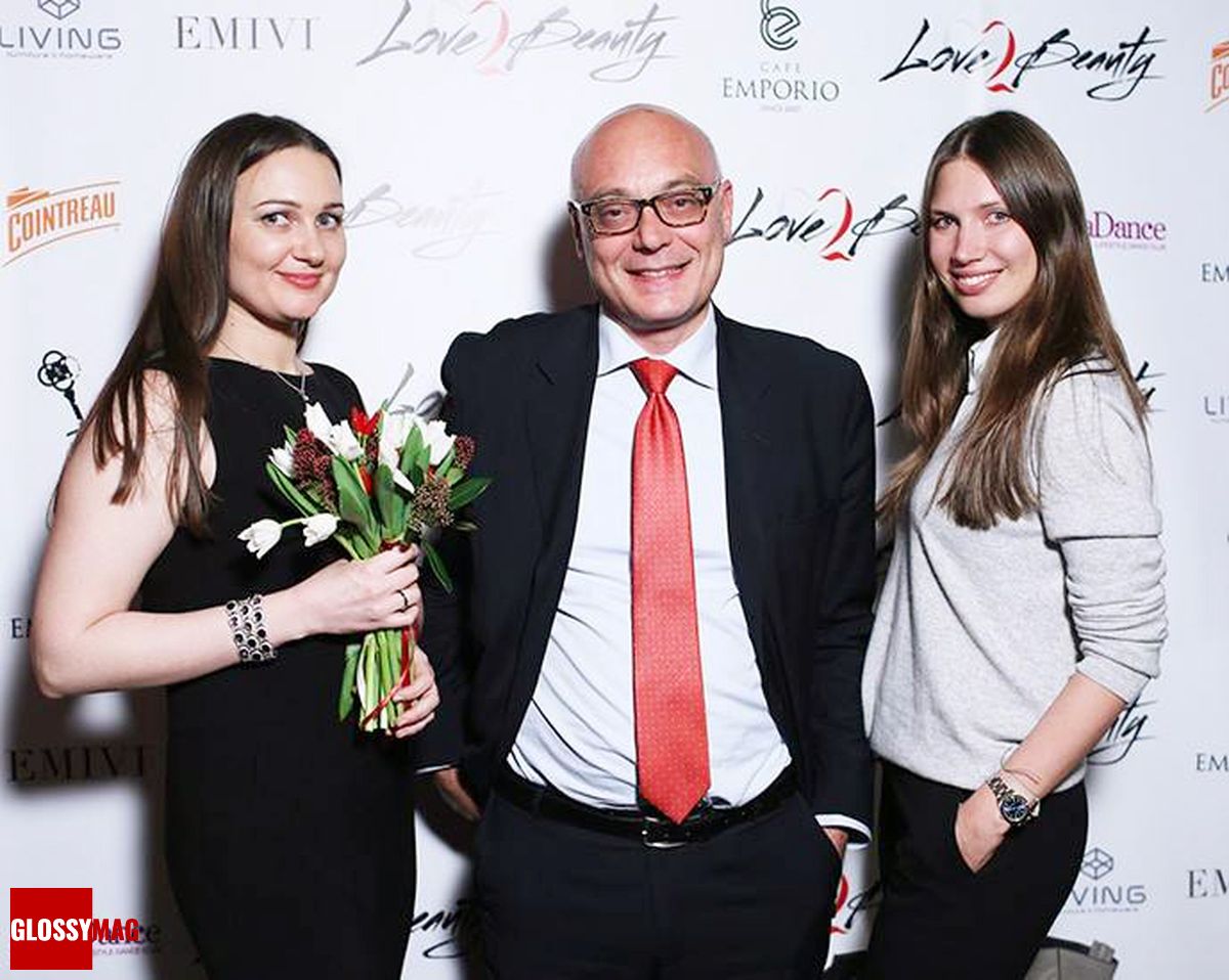 Лена Гостищева, Джузеппе Мичели, Юлия Кулон на праздновании 2-летия Love2Beauty.ru в EMPORIO CAFE, 20 ноября 2014 г.