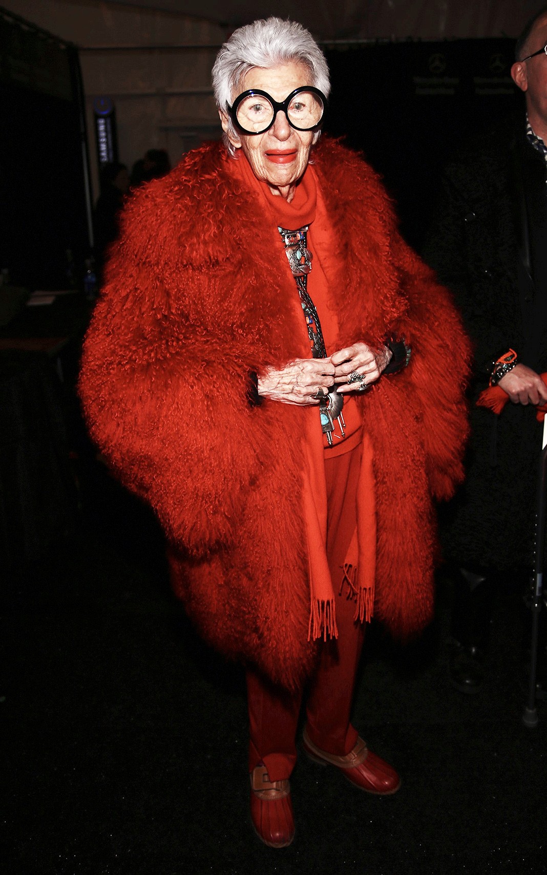 Айрис Апфель на шоу Ralph Rucci Fall 2013 в рамках Недели моды Mercedes-Benz в Нью-Йорке, 10 февраля 2013 г. Айрис Апфель на шоу Ralph Rucci Fall 2013 в рамках Недели моды Mercedes-Benz в Нью-Йорке, 10 февраля 2013 г.