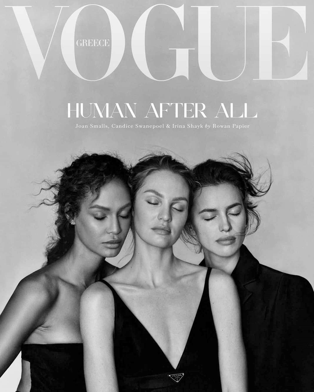 Джоан Смоллс, Кэндис Свейнпол, Ирина Шейк на обложке журнала Vogue Greece Джоан Смоллс, Кэндис Свейнпол, Ирина Шейк