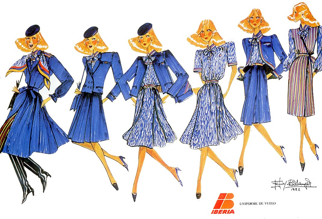Эскиз коллекции униформы Iberia Airline, 1982 г. Эскиз коллекции униформы Iberia Airline