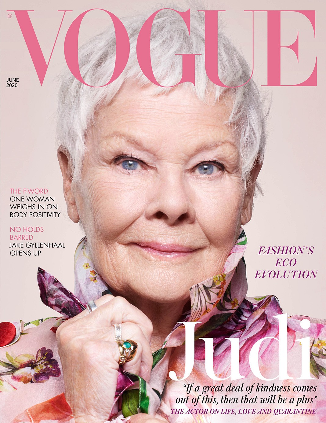 Джуди Денч на обложке журнала Vogue, июнь 2020 г. На обложке журнала Vogue