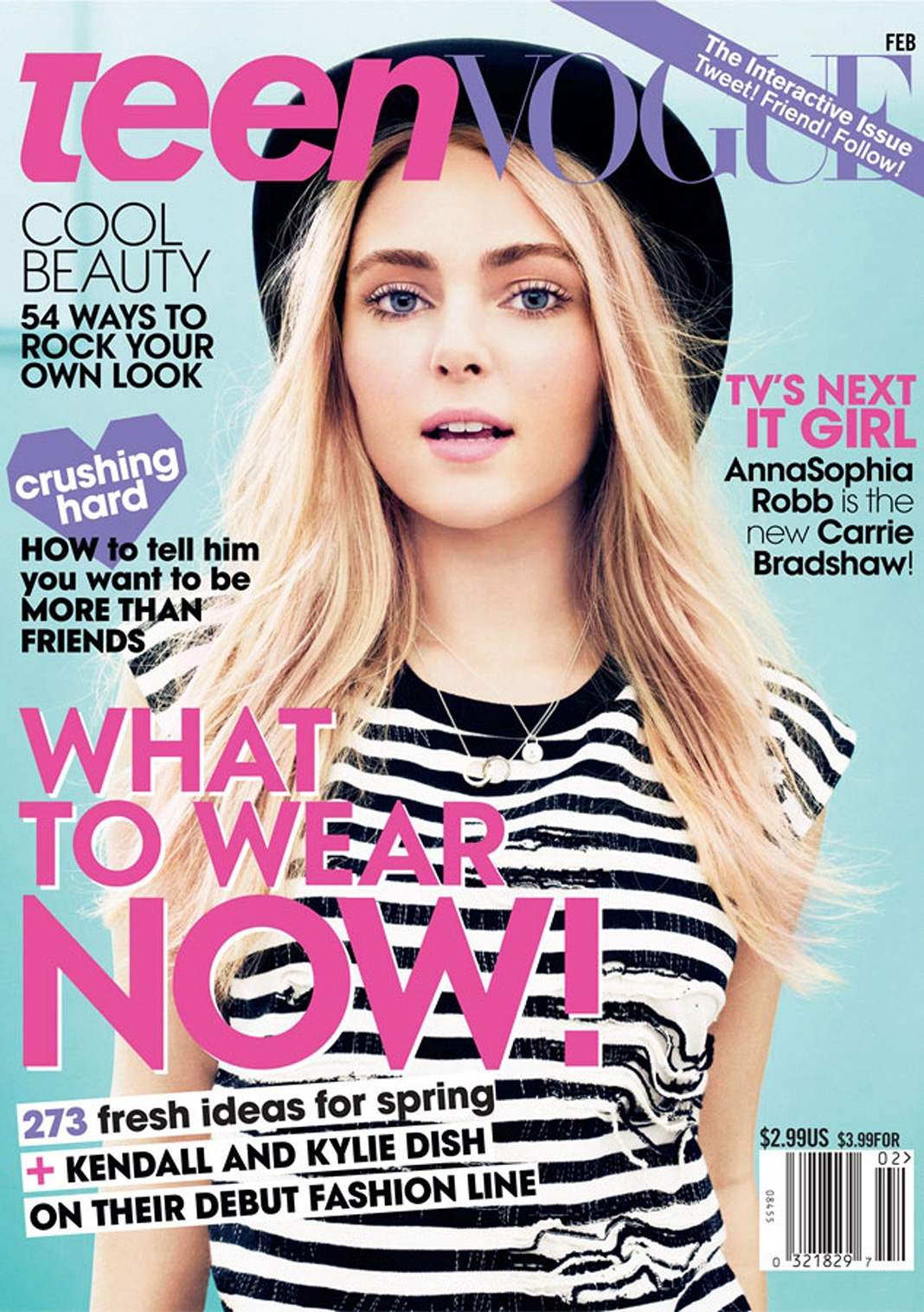 АннаСофия Робб на обложке журнала Teen Vogue, февраль 2013 г. На обложке журнала Teen Vogue