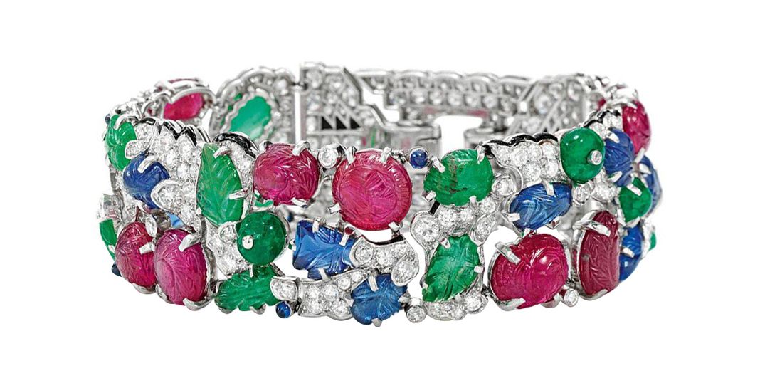 Cartier, браслет «тутти-фрутти» с рубинами, изумрудами, сапфирами, бриллиантами, 1930-е Cartier, браслет «тутти-фрутти» с рубинами, изумрудами, сапфирами, бриллиантами, 1930-е