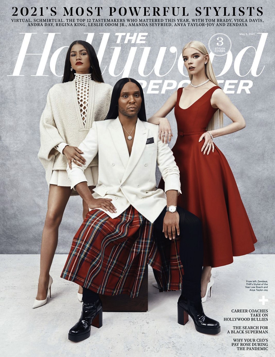 Zendaya и Аня Тейлор-Джой на обложке журнала The Hollywood Reporter, май 2021 Zendaya, Лоу Роуч и Аня Тейлор-Джой на обложке журнала The Hollywood Reporter