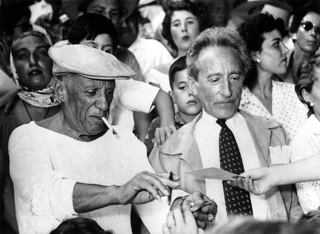 Пабло Пикассо, Жан Кокто в Каннах, 8 ноября 1955 г. Пабло Пикассо, Жан Кокто в Каннах