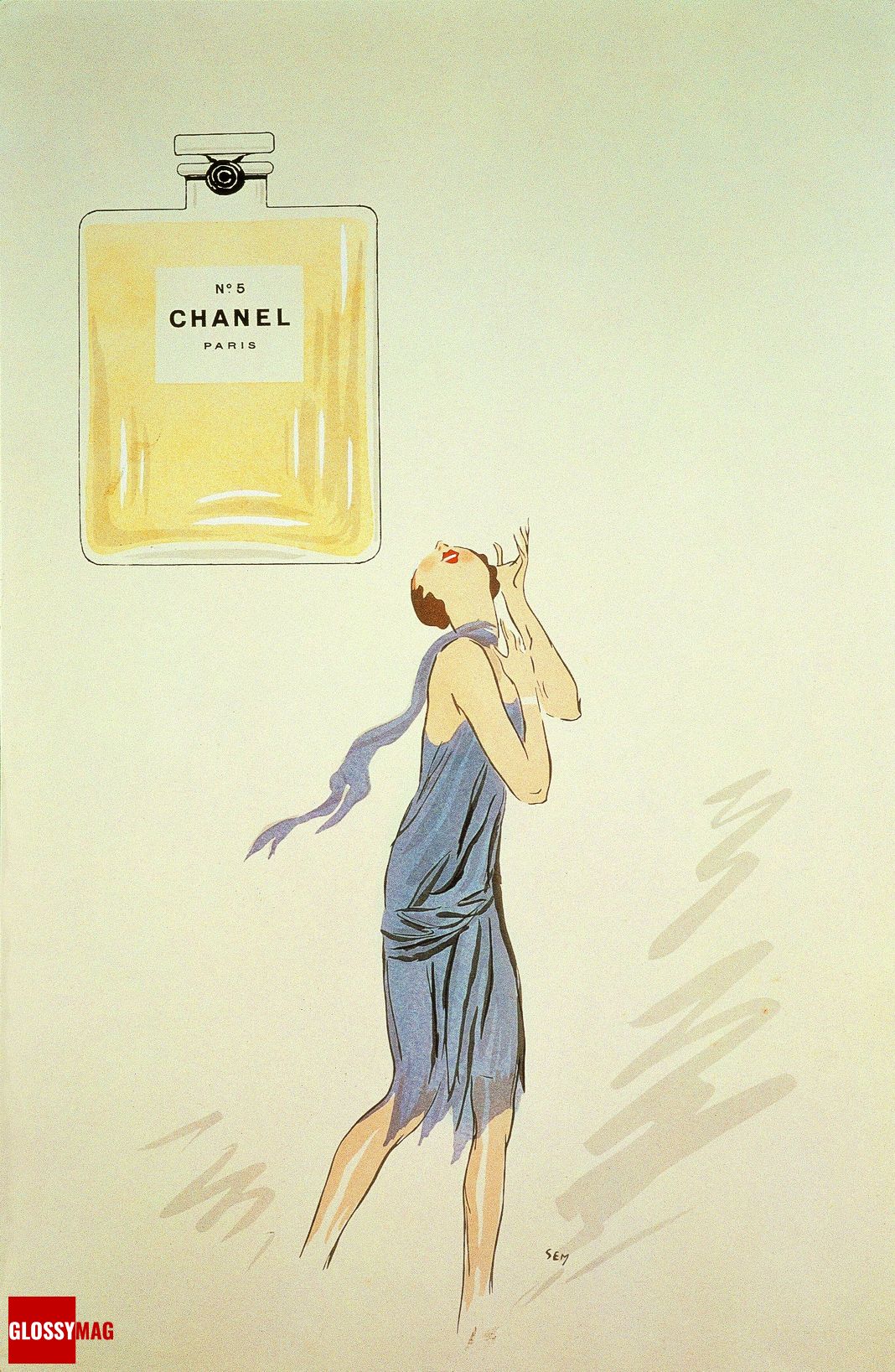 Первый рекламный имидж Chanel N°5, художник-иллюстратор Сэм Первый рекламный имидж Chanel N°5, художник-иллюстратор Сэм, 1921 г.