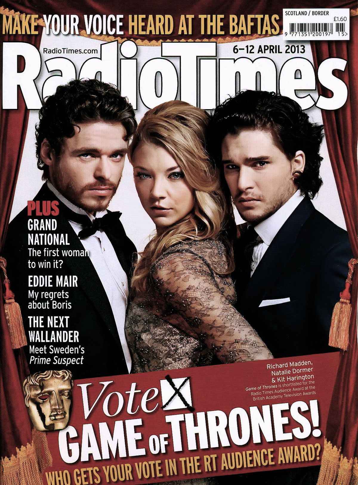 На обложке журнала Radio Times Magazine, 6 апреля 2013 г. На обложке журнала Radio Times Magazine