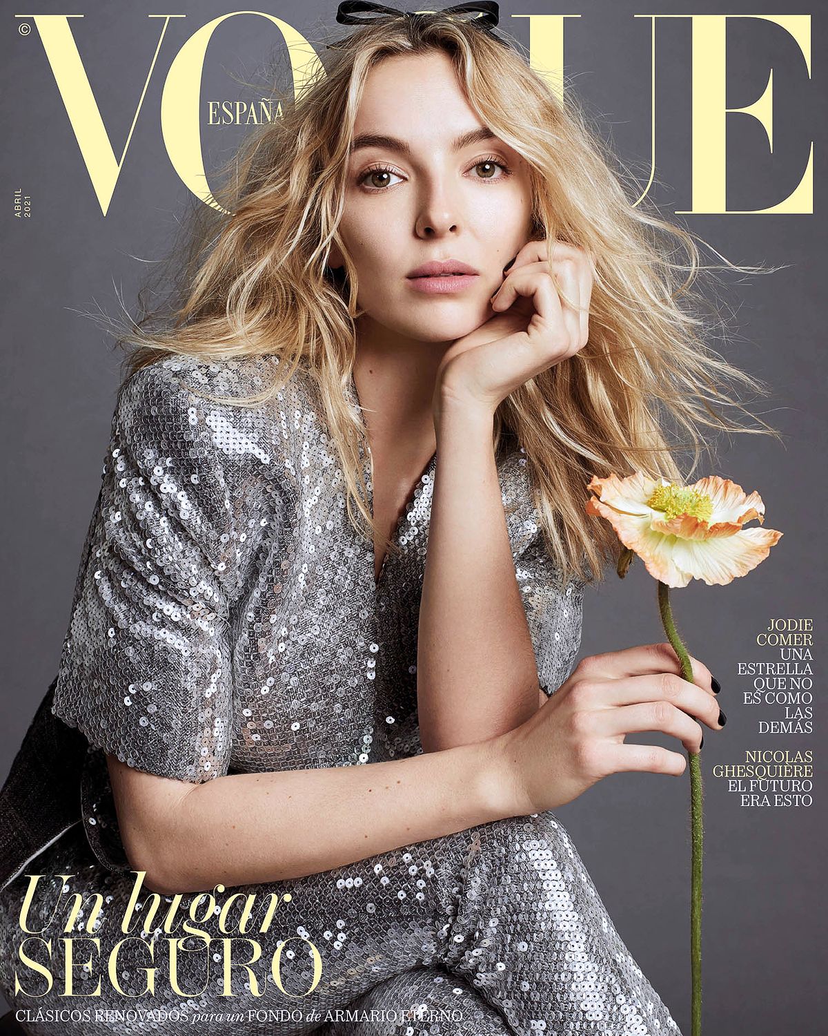 Джоди Комер на обложке журнала Vogue Spain, фото Эммы Саммертон, апрель 2021 г. Джоди Комер на обложке журнала Vogue Spain