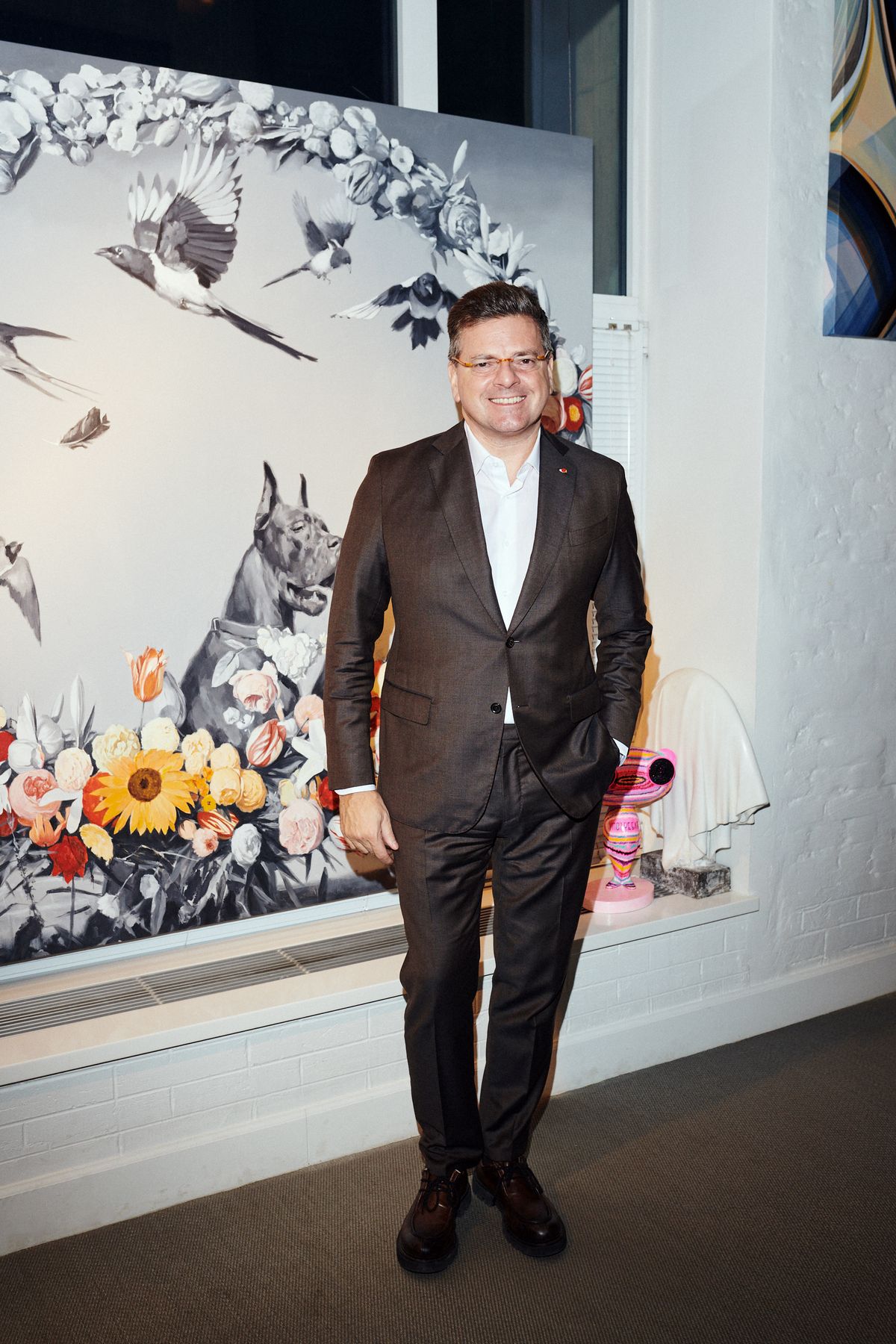 Константин Андрикопулос на открытии выставки Павла Полянского «Мираж» в Askeri Gallery, 27 октября 2021 г.