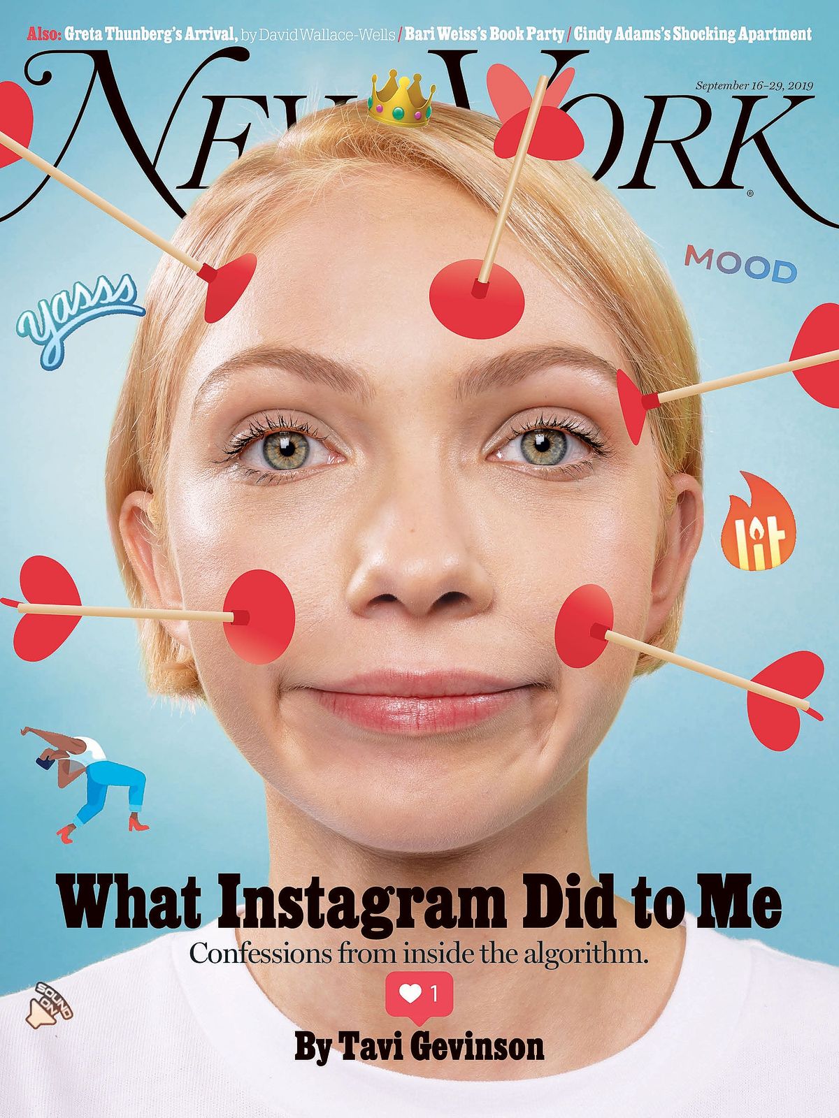 На обложке журнала New York с заголовком «Что Instagram сделал со мной», сентября 2019 г. На обложке журнала New York
