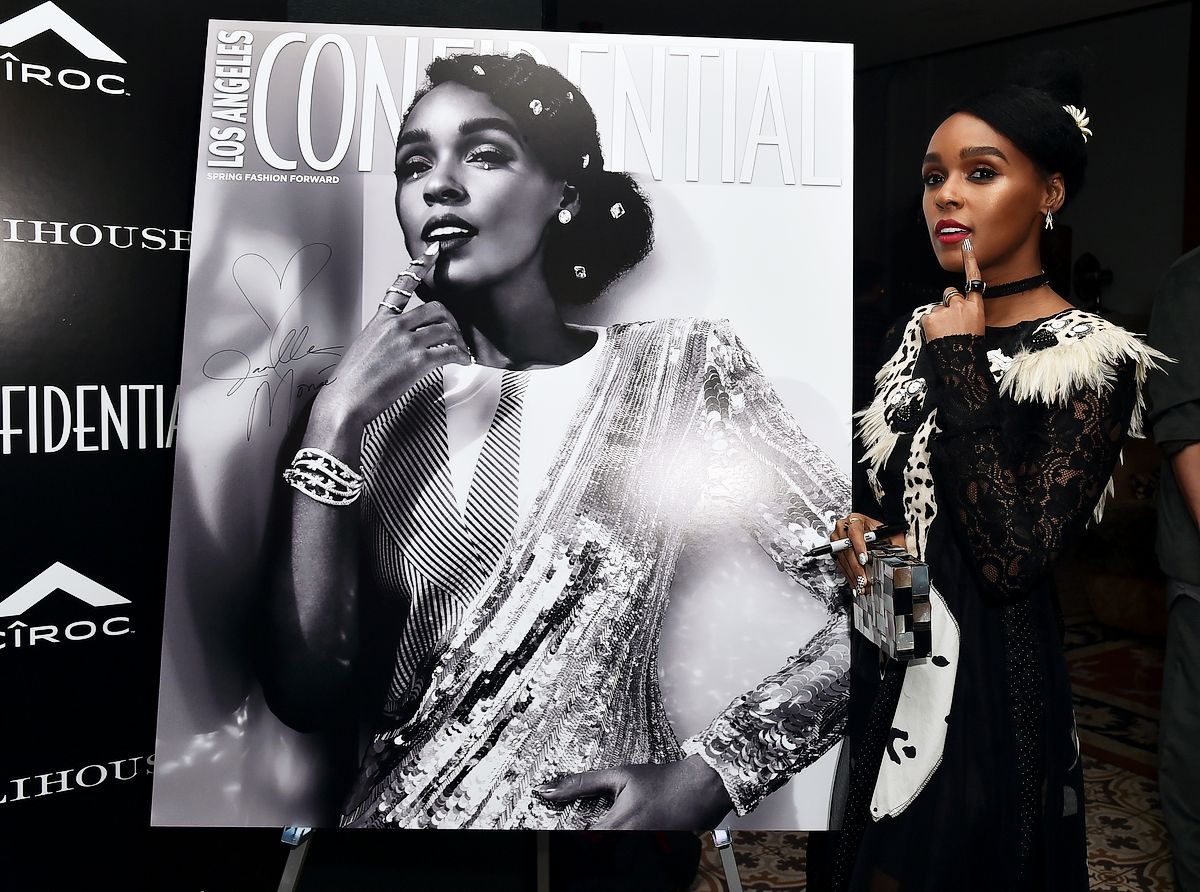 Жанель Монэ посещает офис журнала Los Angeles Confidential Magazine
