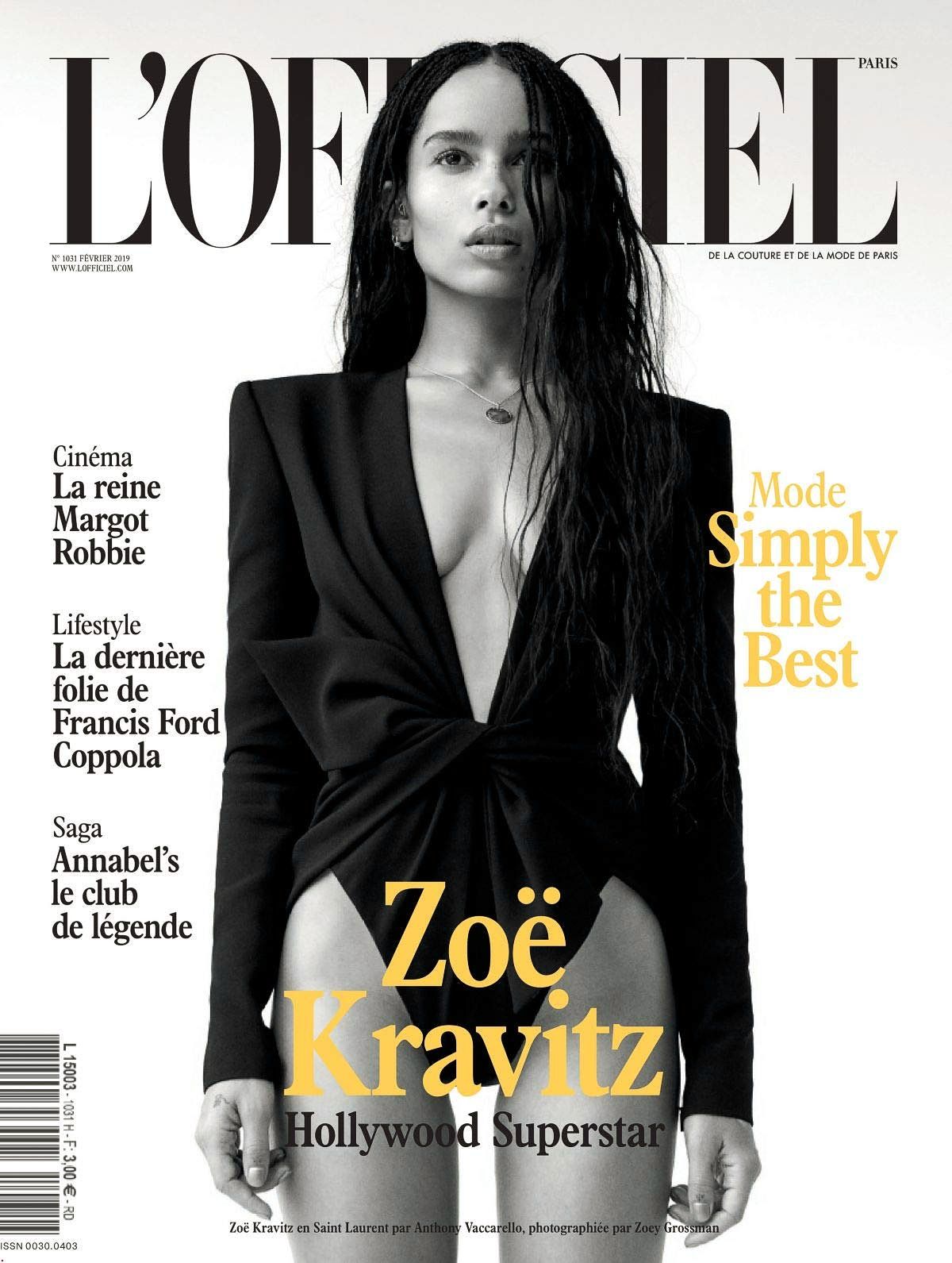 Зои Кравиц на обложке журнала L'Officiel Paris, февраль 2019 г. Зои Кравиц на обложке журнала L'Officiel Paris