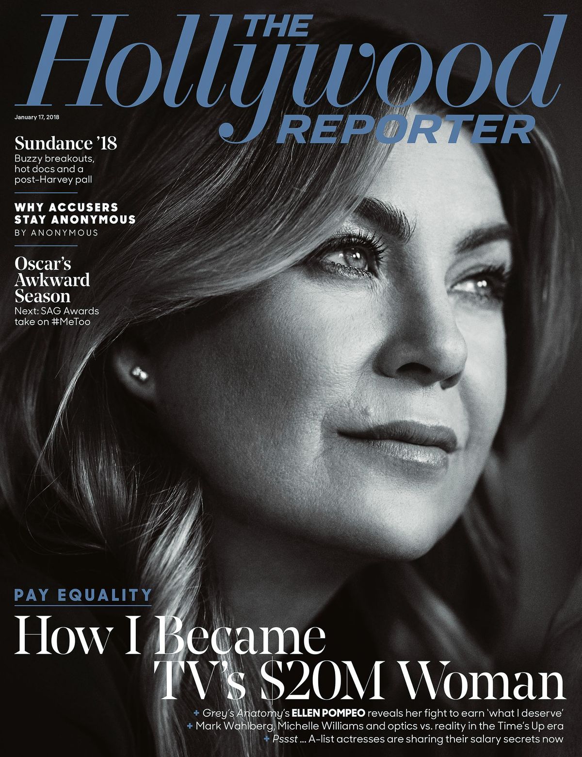 Эллен Помпео на обложке журнала The Hollywood Reporter, 17 января 2018 г. На обложке журнала The Hollywood Reporter