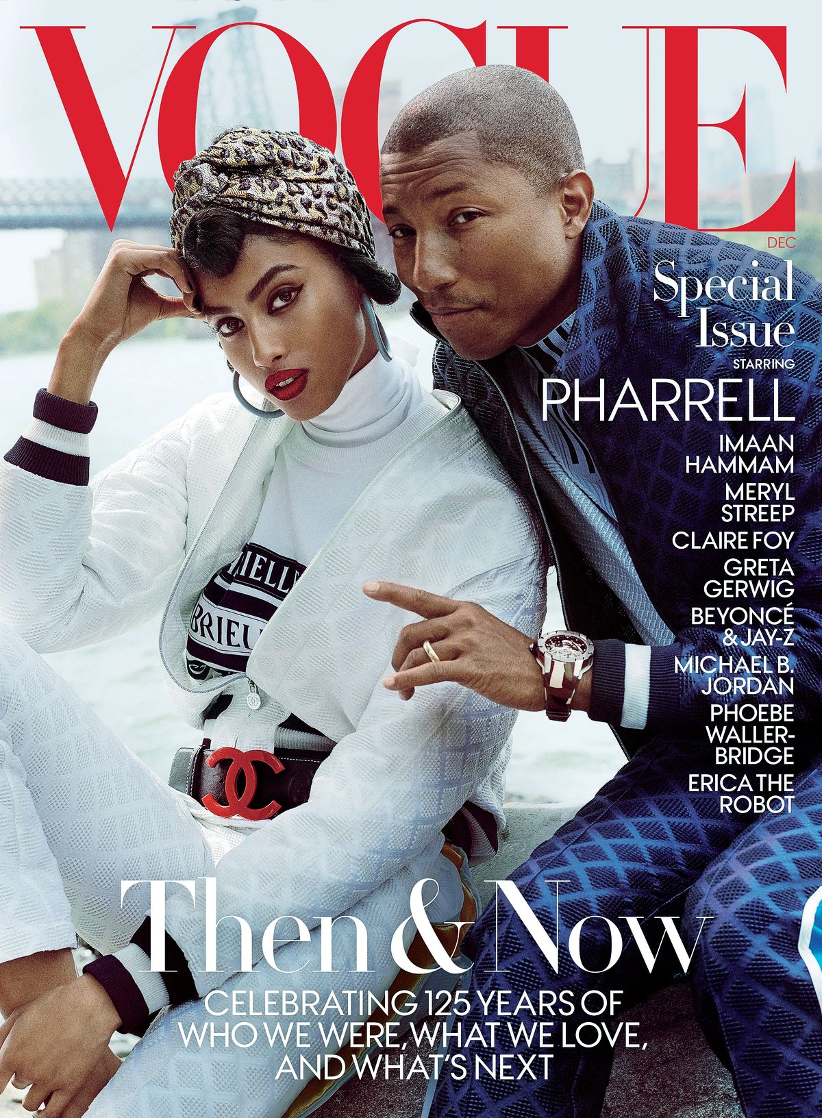 Фаррелл Уильямс на обложке журнала Vogue, декабрь 2017 г. На обложке журнала Vogue