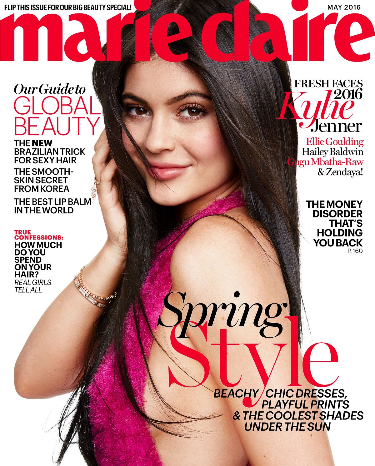 Кайли Дженнер на обложке журнала Marie Claire, май 2016 г. На обложке журнала Marie Claire