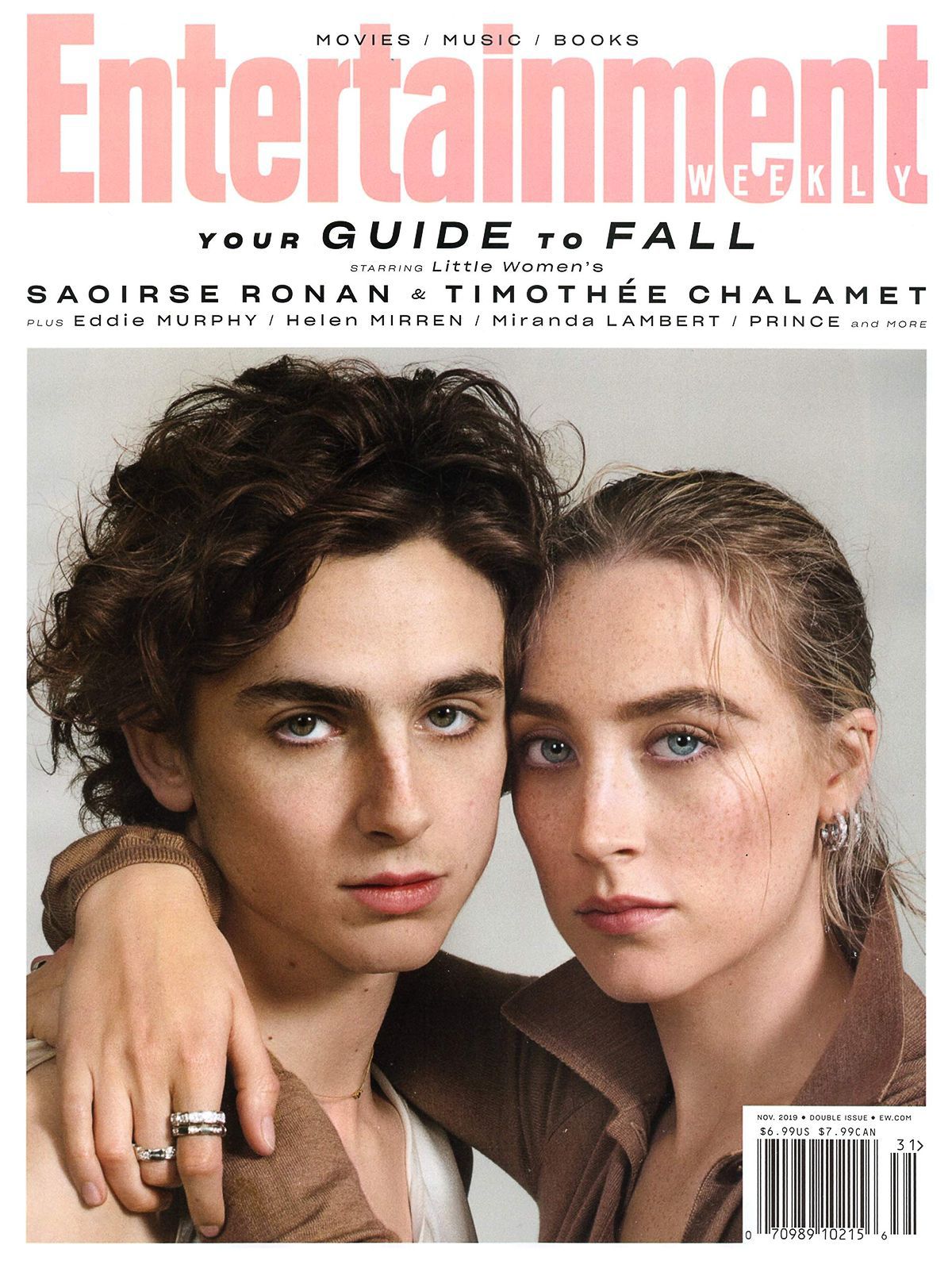 Тимоти Шаламе и Сирша Ронан на обложке журнала Entertainment Weekly, 2019 г. Тимоти Шаламе и Сирша Ронан на обложке журнала Entertainment Weekly