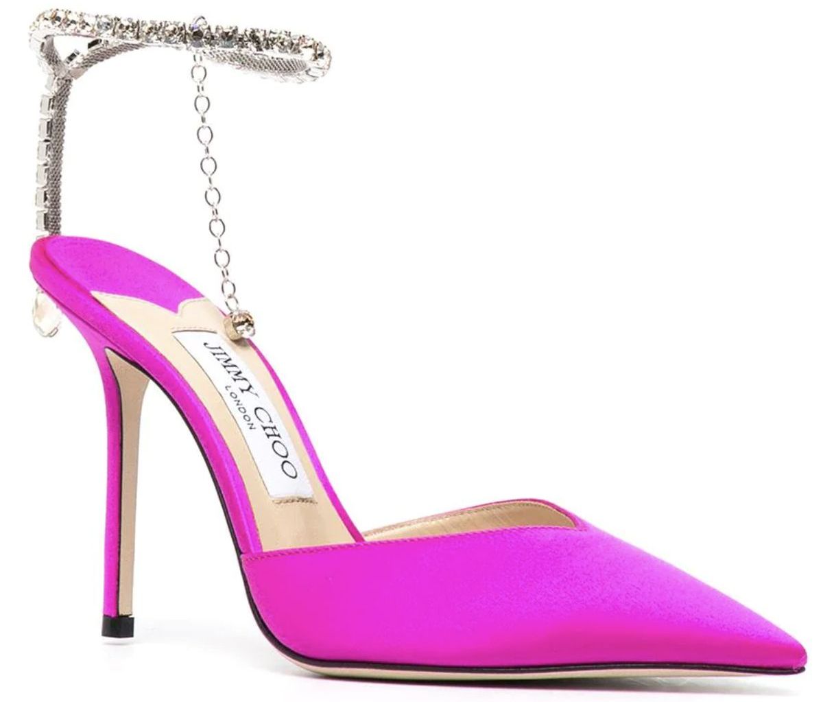 Атласные босоножки-лодочки Jimmy Choo с кристаллами