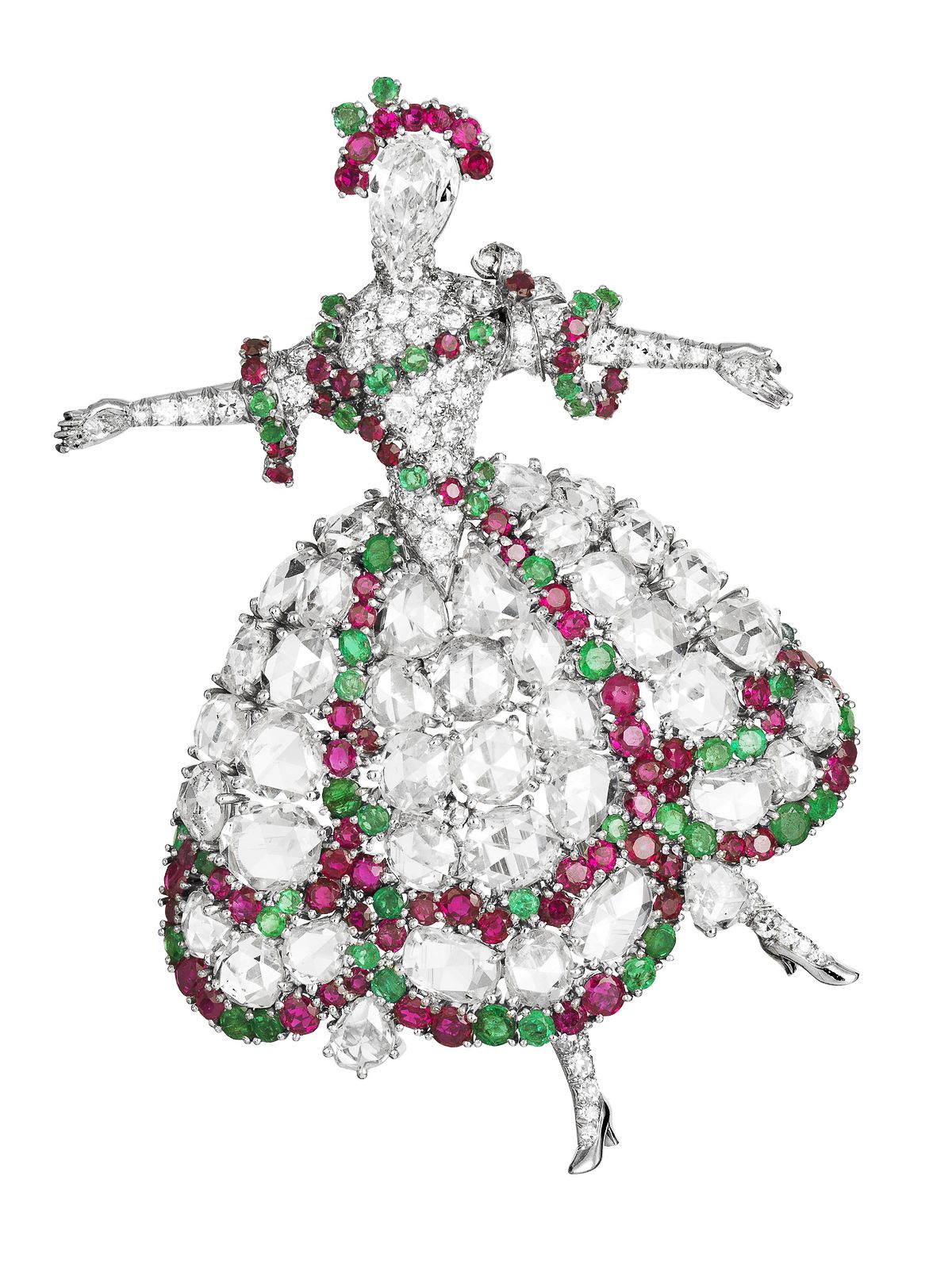Брошь «Camargo» Van Cleef & Arpels (бриллианты, рубины и изумруды), 1945 г. Брошь «Camargo» Van Cleef & Arpels