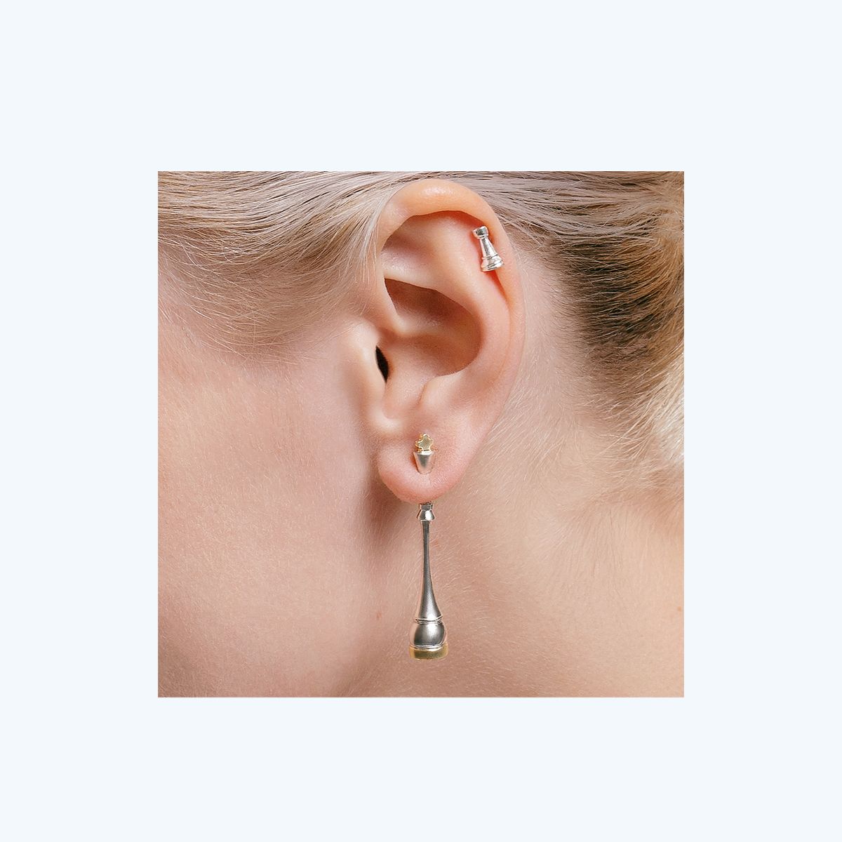 Prosto Jewelry, моносерьга-джекет «Король», серебро, родиевое покрытие, фото 1