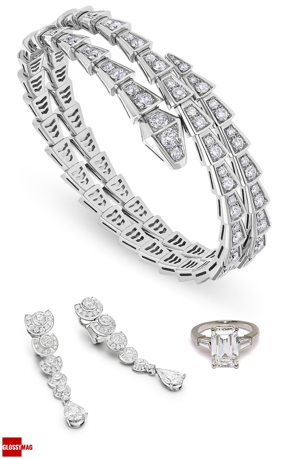 Браслет Serpenti Viper Bvlgari, высокоювелирные серьги и кольцо Bvlgari Браслет Serpenti Viper Bvlgari, высокоювелирные серьги и кольцо