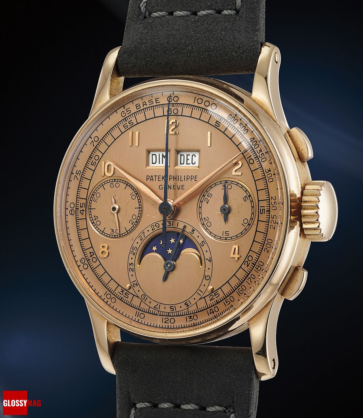 Часы Patek Philippe Ref. 1518 «Pink on Pink» в корпусе из розового золота с розовым циферблатом, хронограф с вечным календарем и индикатором фазы Луны