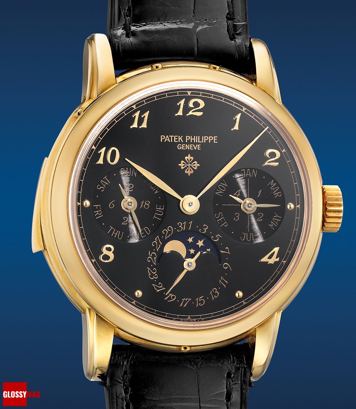 часы Patek Philippe Ref. 3974 в корпусе из желтого золота с минутным репетиром, вечным календарем часы Patek Philippe Ref. 3974 в корпусе из желтого золота с минутным репетиром, вечным календарем и индикатором фазы Луны