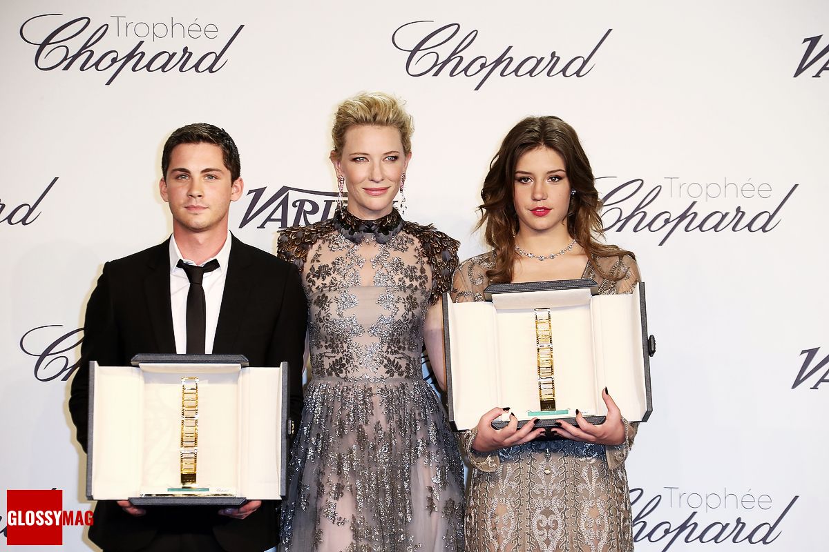 Логан Лерман, Кейт Бланшетт и Адель Экзаркопулос на Trophée Chopard Логан Лерман, Кейт Бланшетт и Адель Экзаркопулос