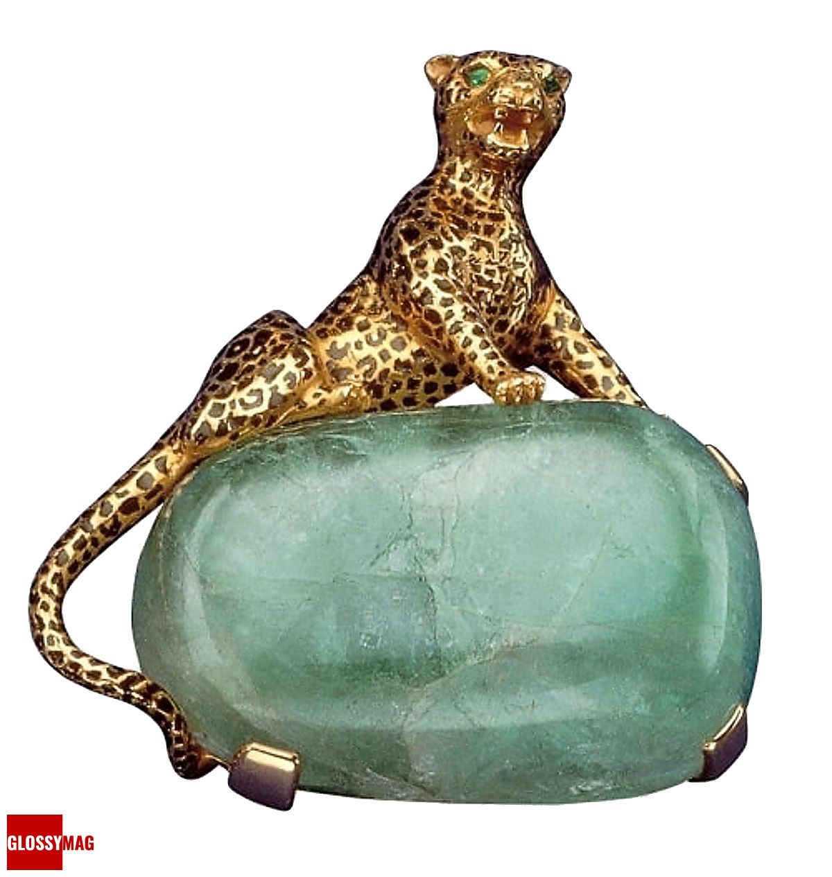 Первая брошь «La Panthere», созданная Cartier для Уоллис Симпсон. Золото, эмаль, изумруд Первая брошь «La Panthere», созданная Cartier для Уоллис Симпсон