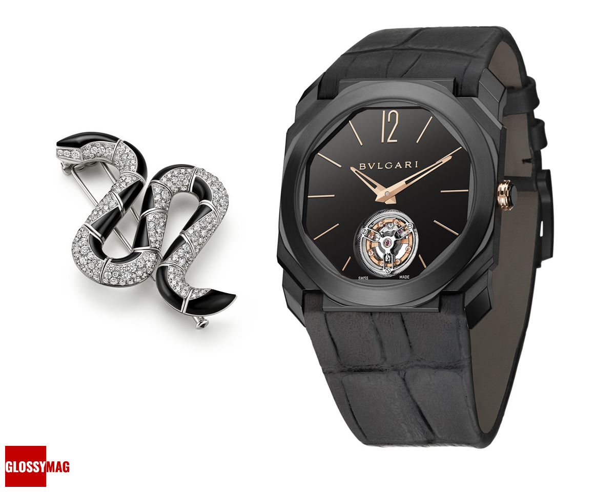 Высокоювелирная брошь Bvlgari, часы Octo Finissimo Bvlgari Высокоювелирная брошь Bvlgari, часы Octo Finissimo