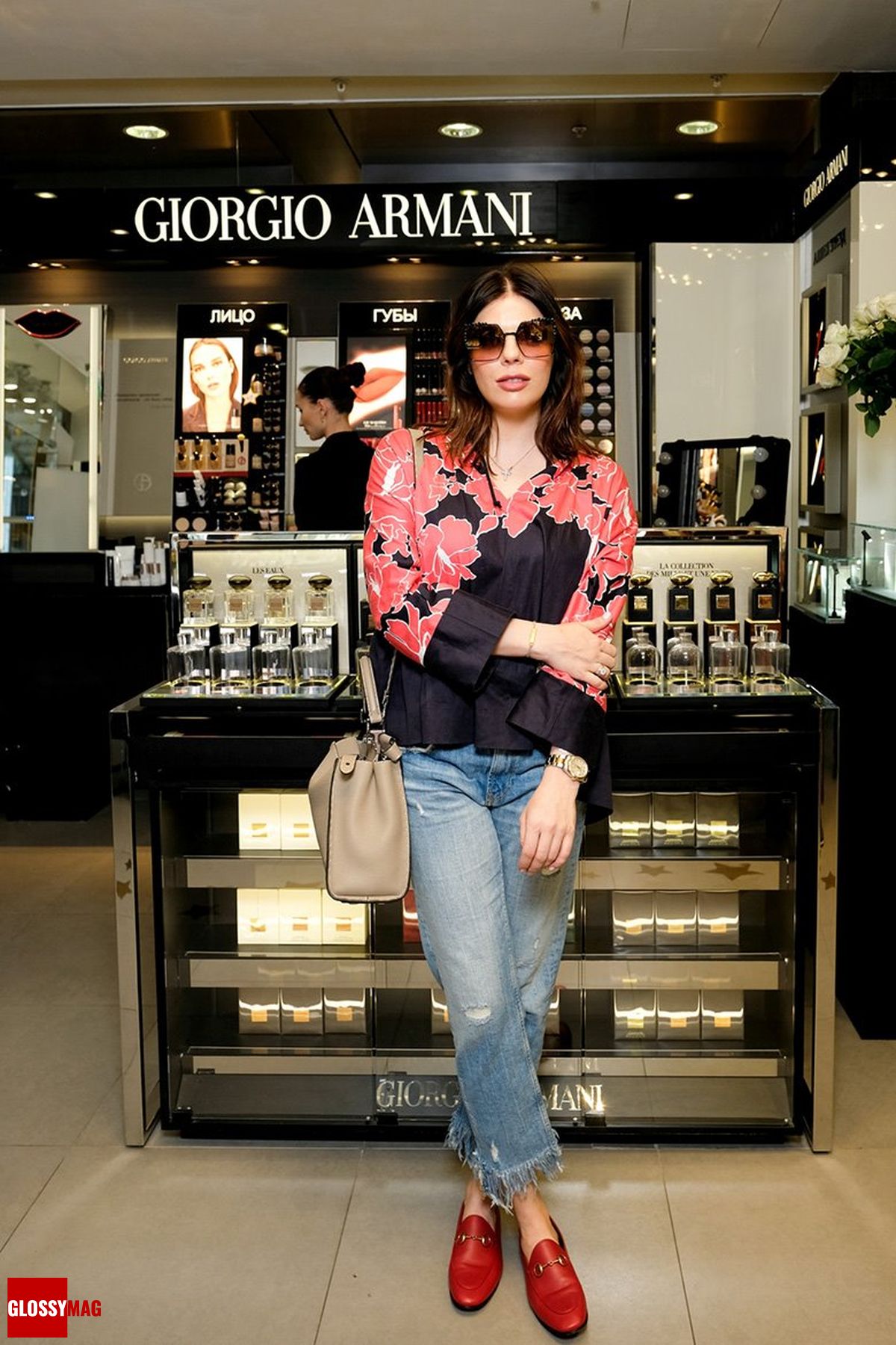 Анастасия Стоцкая в корнере Giorgio Armani на закрытом мероприятии Beauty CHOICE в Rivoli Perfumery в ТГ Модный сезон, 28 июня 2017 г.
