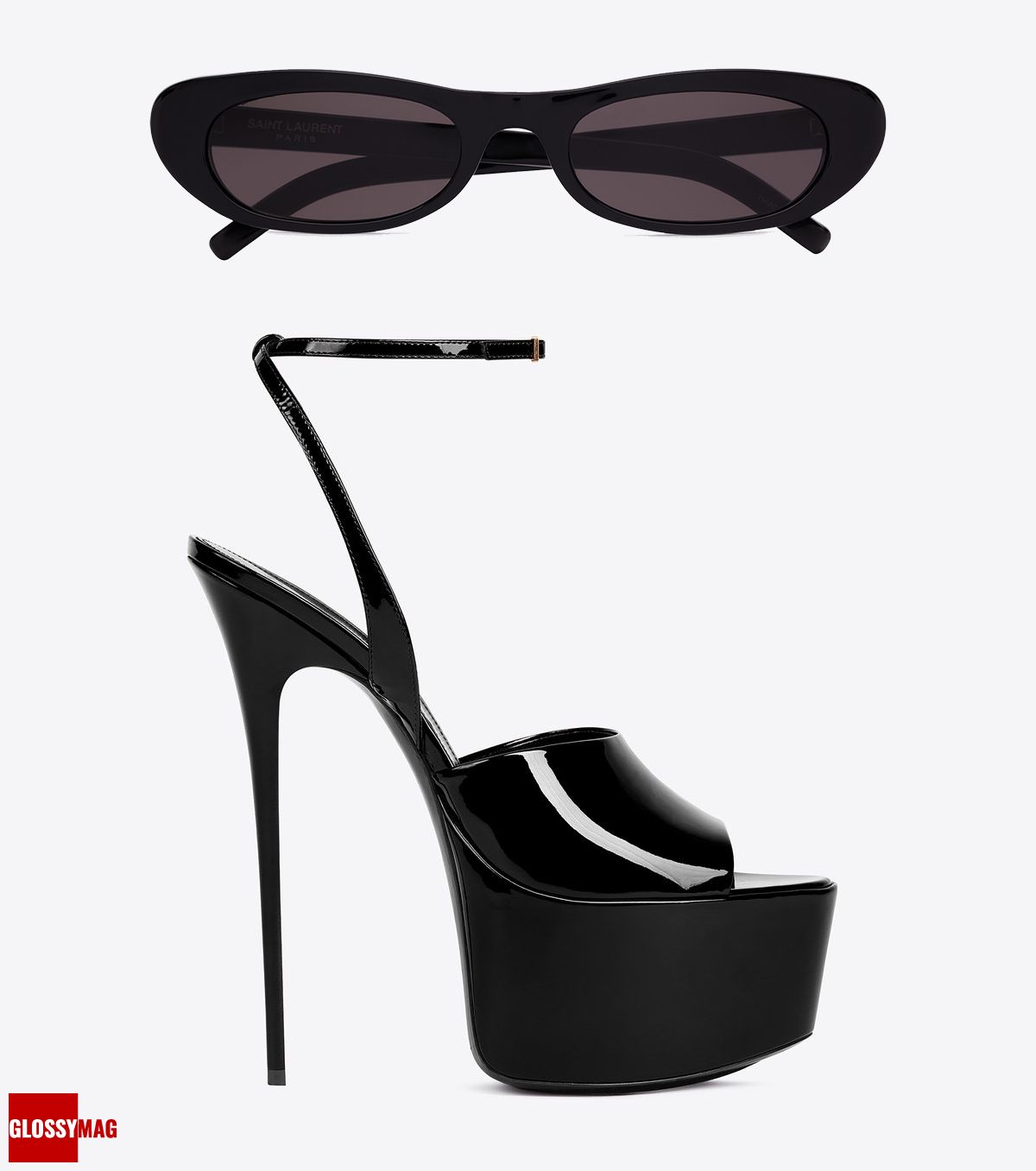 Солнцезащитные очки Saint Laurent «SL 557», босоножки Saint Laurent «Kika»