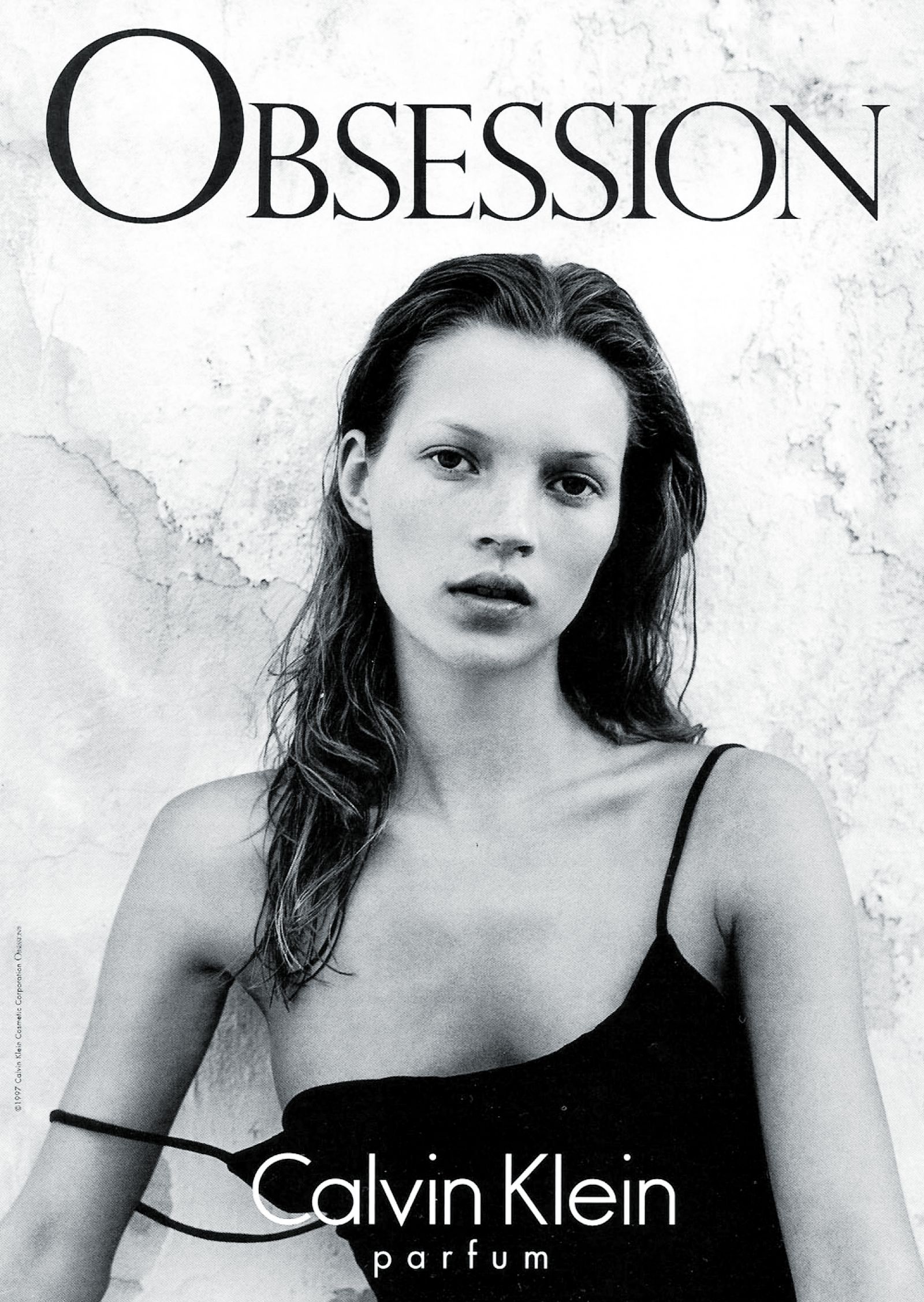 Кейт Мосс в рекламной кампании Calvin Klein Obsession Кейт Мосс в рекламной кампании Calvin Klein Obsession, 1992 г.