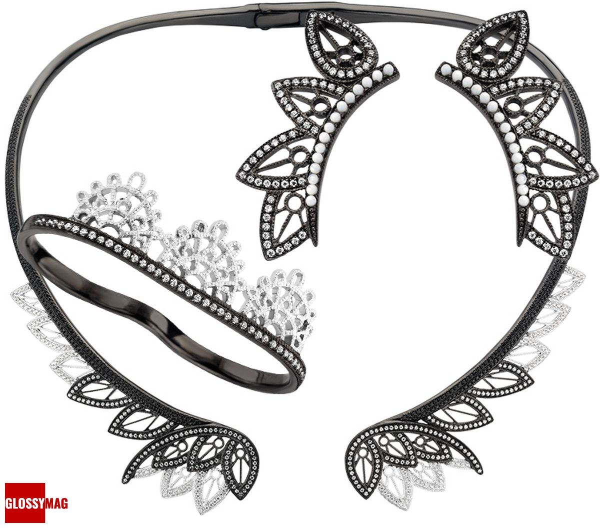Кольцо на два пальца, колье и серьги Joelle Jewellery Кольцо на два пальца, колье и серьги Joelle Jewellery из коллекции Lace