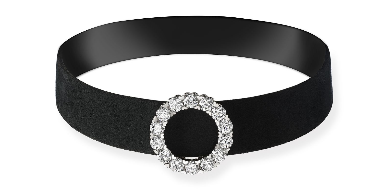Колье-чокер Chopard из замши из этического белого золота с бриллиантами Колье-чокер из замши с центральным мотивом из этического 18-каратного белого золота, сертифицированного Fairmined, с бриллиантами круглой огранки (7,44 карата)