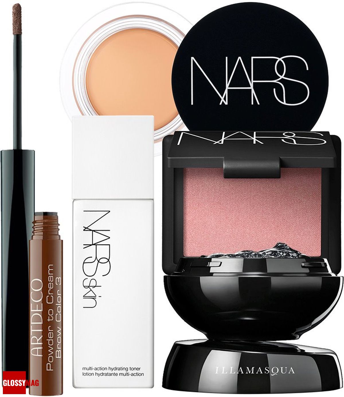NARS Soft Matte Complete Concealer, Artdeco Powder to Cream Brow Color, NARS Multi-Action Hydrating Toner, NARS Orgasm, Illamasqua Hydra Vell NARS, консилер Soft Matte Complete Concealer; Artdeco, крем-пудра для бровей Powder to Cream Brow Color, оттенок No.3; NARS, увлажняющий лосьон Multi-Action Hydrating Toner; NARS, румяна Orgasm; Illamasqua, увлажняющий праймер Hydra Vell