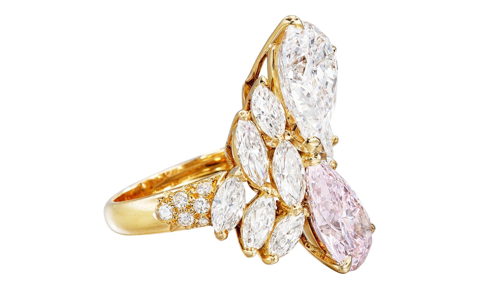 Piaget, кольцо с бледно-розовым бриллиантом грушевидной формы весом 3,53 карата и грушевидным бриллиантом весом 5,01 карат, фото 2