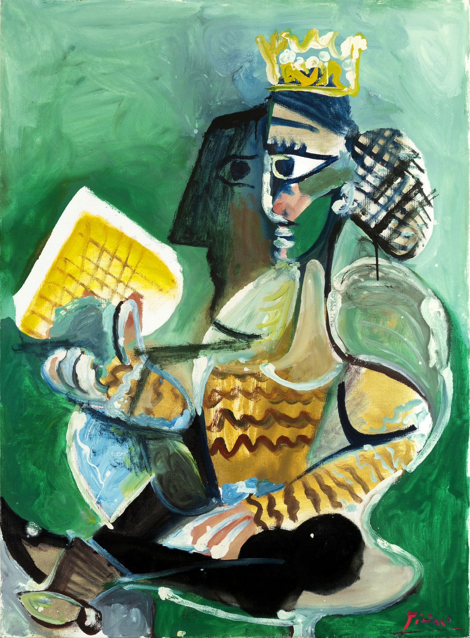 Пабло Пикассо. «Femme assise à la galette des rois» («Девушка с французским королевским пирогом») Пабло Пикассо. «Femme assise à la galette des rois» («Девушка с французским королевским пирогом»), 1965 г.