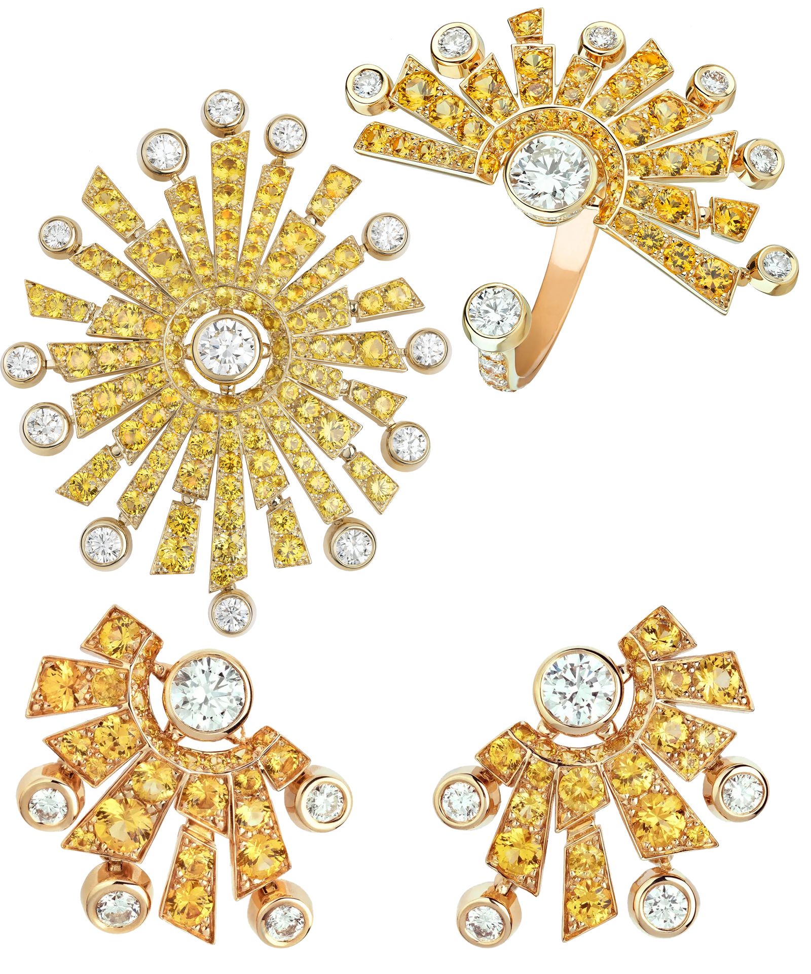 Брошь, кольцо, серьги Soleil Talisman «1932» Chanel Брошь, кольцо, серьги Soleil Talisman из коллекции «1932» Chanel