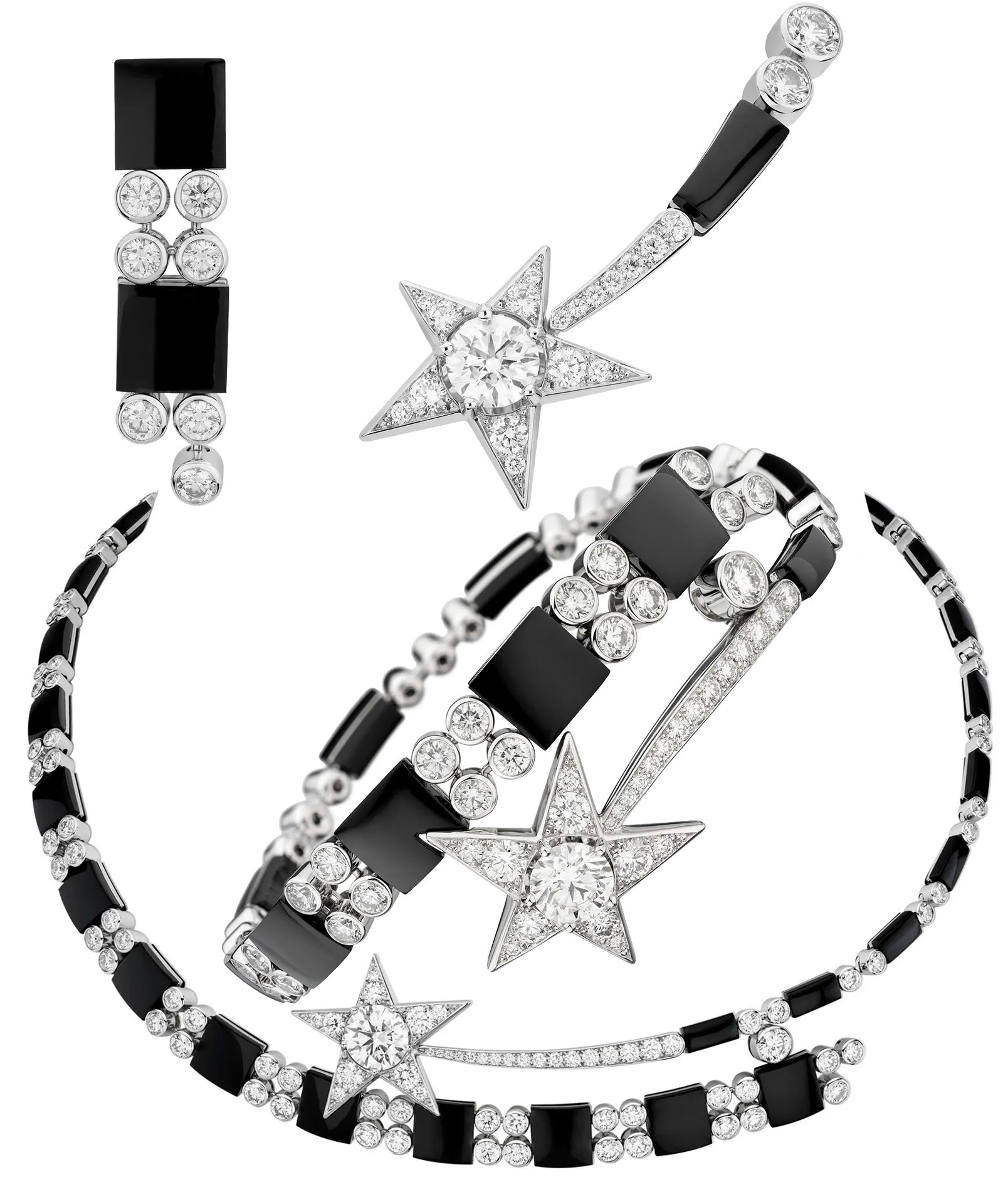 Серьги, браслет, ожерелье Comète Harmonie «1932» Chanel Серьги, браслет, ожерелье Comète Harmonie из коллекции «1932» Chanel