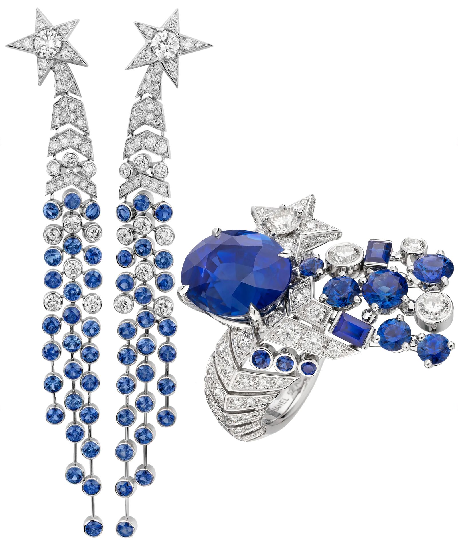 Серьги, кольцо Comète Saphir «1932» Chanel Серьги, кольцо Comète Saphir из коллекции «1932» Chanel