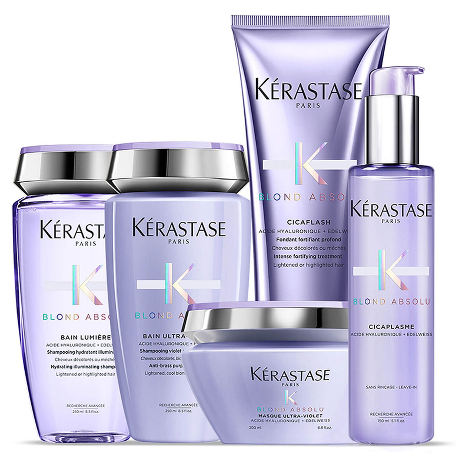 Blond Absolu Lumiere Shampoo, Blond Absolu Ultra-Violet Shampoo, Blond Absolu Cicaflash Intense Fortifying Treatment, Blond Absolu Ultra-Violet Mask, Blond Absolu Cicaplasm Serum Kérastase Blond Absolu Lumiere Shampoo, Blond Absolu Ultra-Violet Shampoo, Blond Absolu Cicaflash Intense Fortifying Treatment, Blond Absolu Ultra-Violet Mask, Blond Absolu Cicaplasm Serum