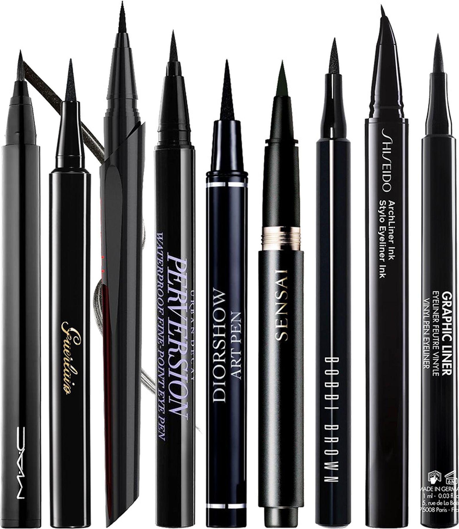 лайнеры: MAC Brushstroke Liner, Guerlain L'Art Du Trait, Smashbox Always On Liquid Eye Liner, Urban Decay Perversion, Dior Diorshow Art Pen, Sensai Liquid eyeliner, Bobbi Brown Ink Liner, Shiseido ArchLiner Ink, Make Up For Ever Graphic Liner MAC Brushstroke Liner, Guerlain L'Art Du Trait, Smashbox Always On Liquid Eye Liner, Urban Decay Perversion, Dior Diorshow Art Pen, Sensai Liquid eyeliner, Bobbi Brown Ink Liner, Shiseido ArchLiner Ink, Make Up For Ever Graphic Liner