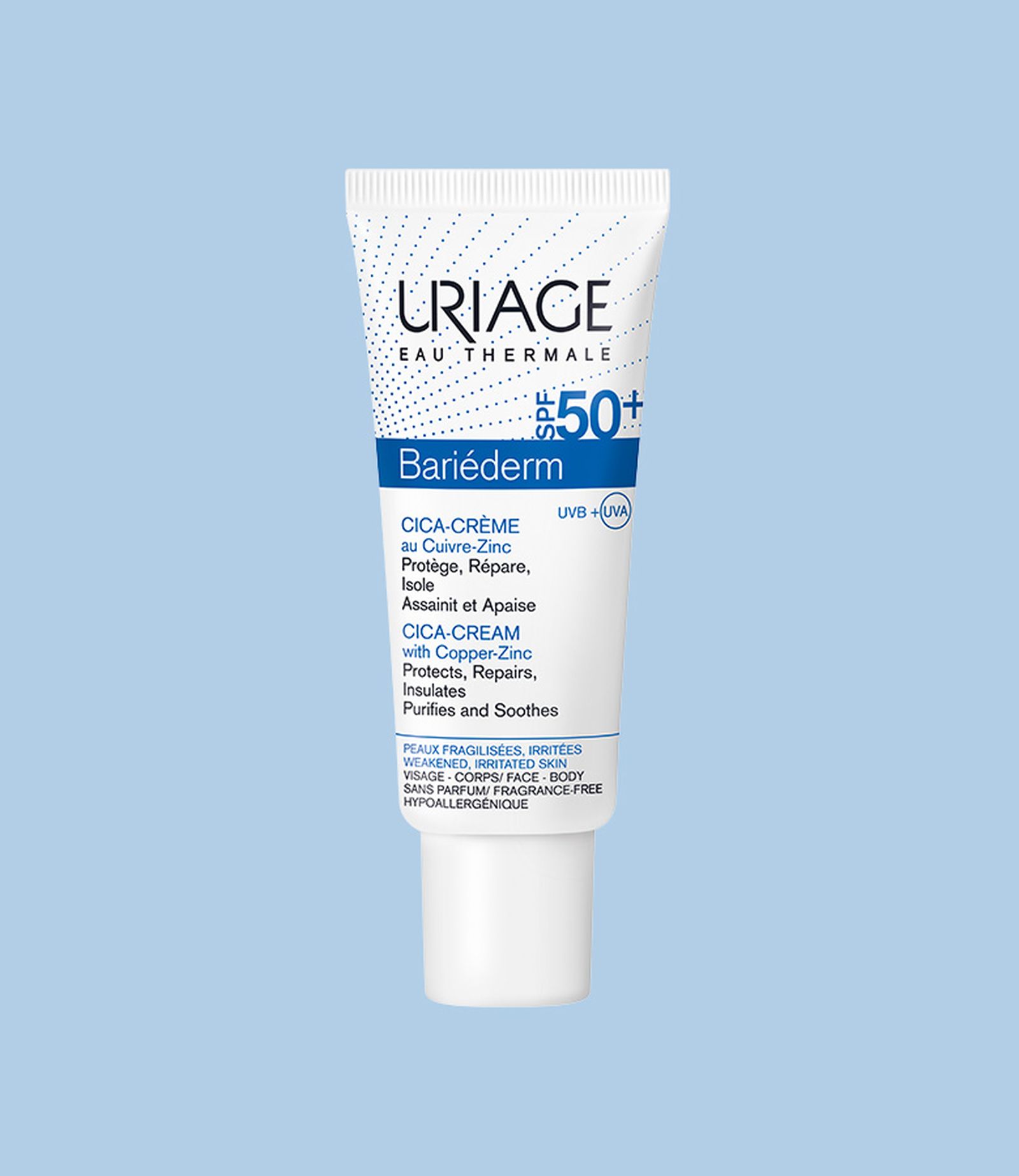 riage Bariéderm Cica Cream SPF50+ Uriage, Цика-крем с медью и цинком и защитой от солнца Bari?derm Cica Cream SPF50+