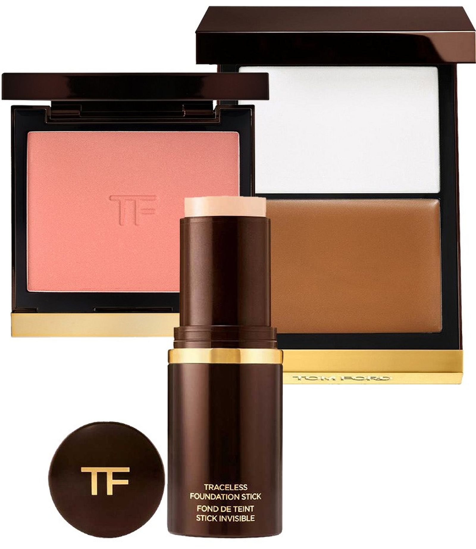 Tom Ford, румяна Cheek Color, оттенок 06 Inhibition; набор для моделирования лица Shade and Illuminate; тональный крем Traceless Stick Foundation Tom Ford Cheek Color, Shade and Illuminate, Traceless Stick Foundation
