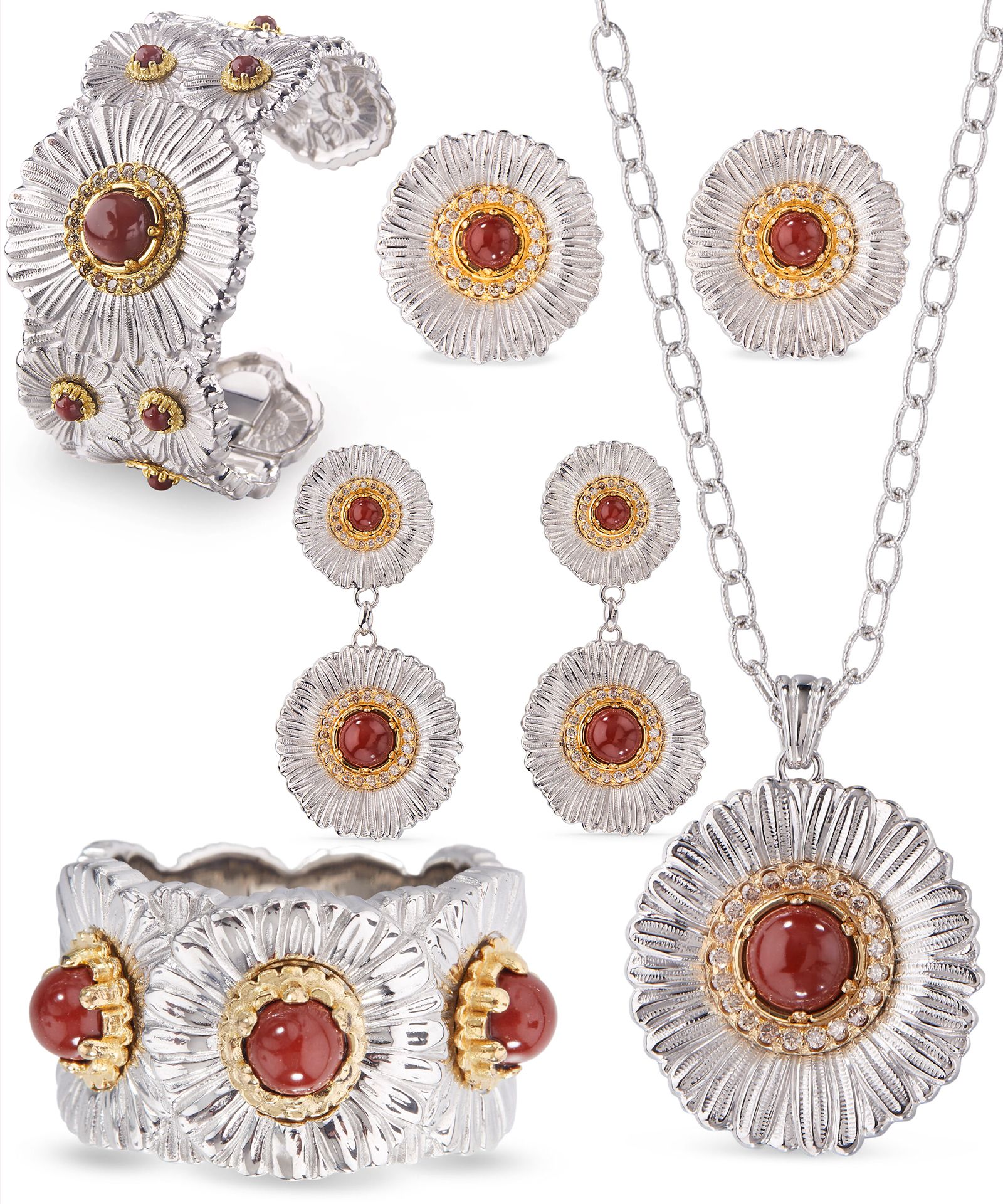 Браслет, серьги, кольцо, подвеска из коллекции Blossoms Color от Buccellati
