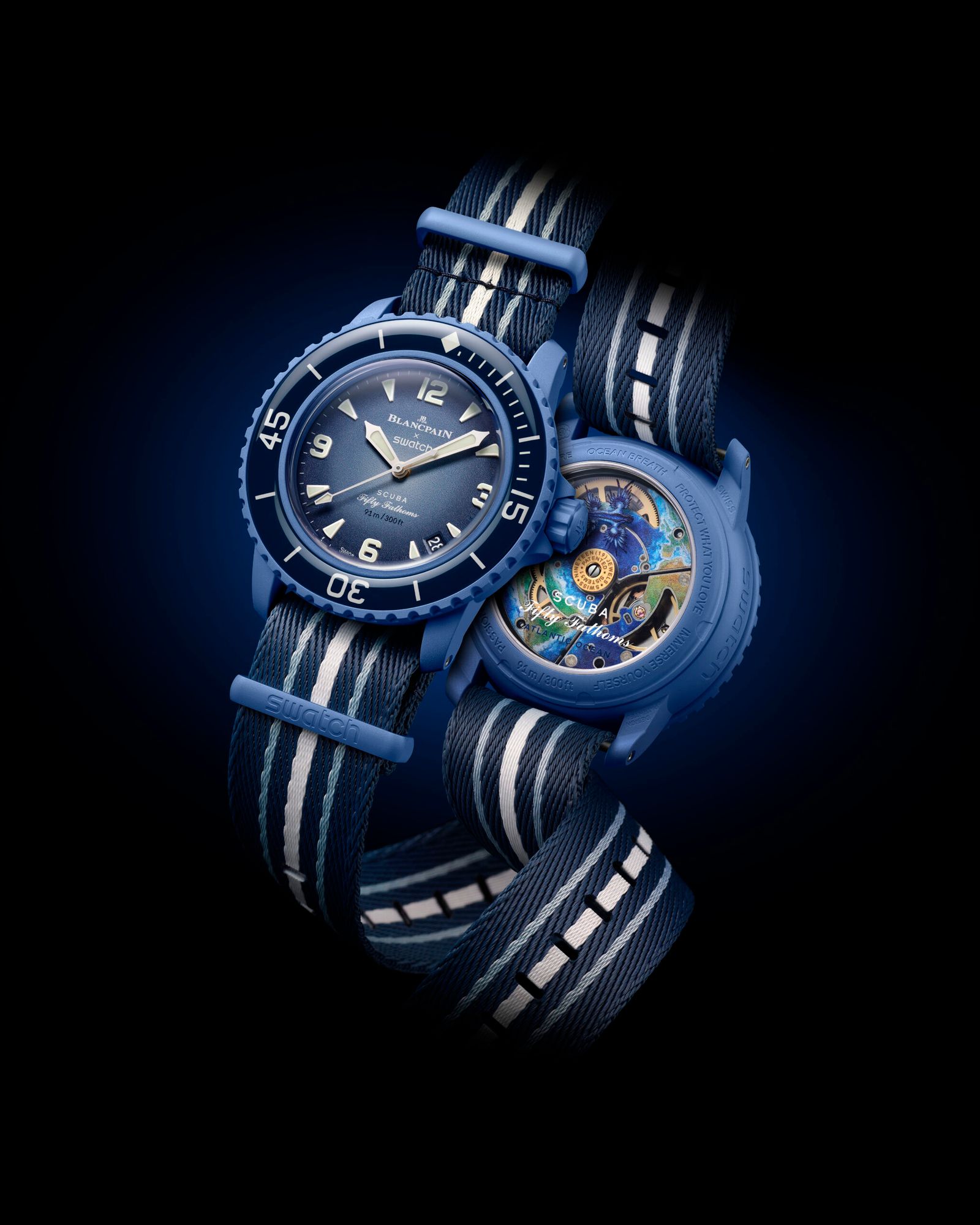 70-летие иконических часов Swatch Blancpain Fifty Fathoms, фото 4 часы Swatch Blancpain Fifty Fathoms, фото 4