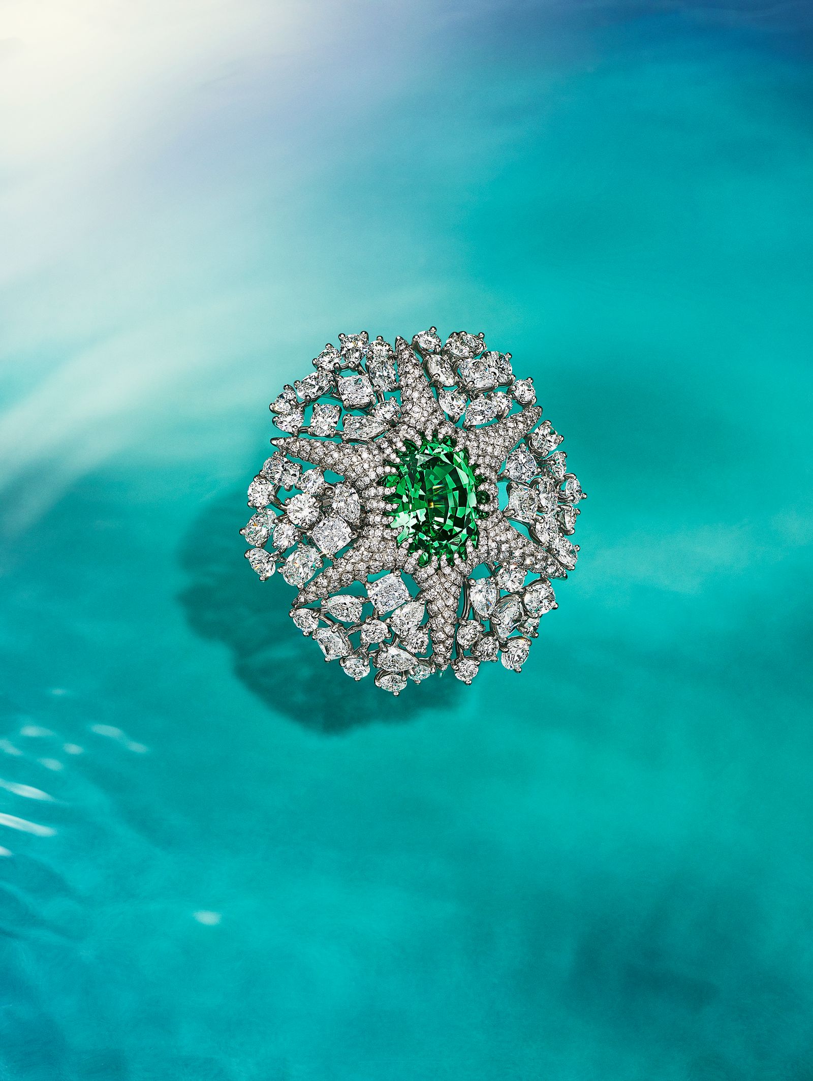 Кольцо Starfish из платины с цаворитом из коллекции Tiffany Blue Book 2023 Кольцо Starfish с цаворитом из коллекции Tiffany Blue Book 2023