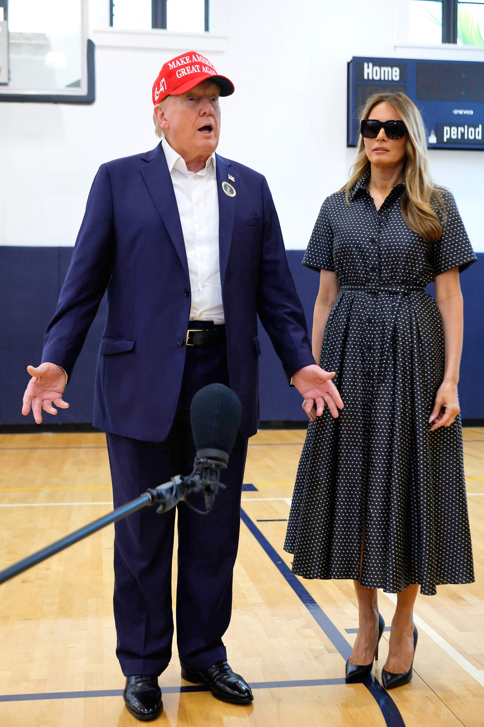 Мелания Трамп в платье Dior и Дональд Трамп в день выборов президента Америки Выступление Дональда Трампа 5 ноября 2024