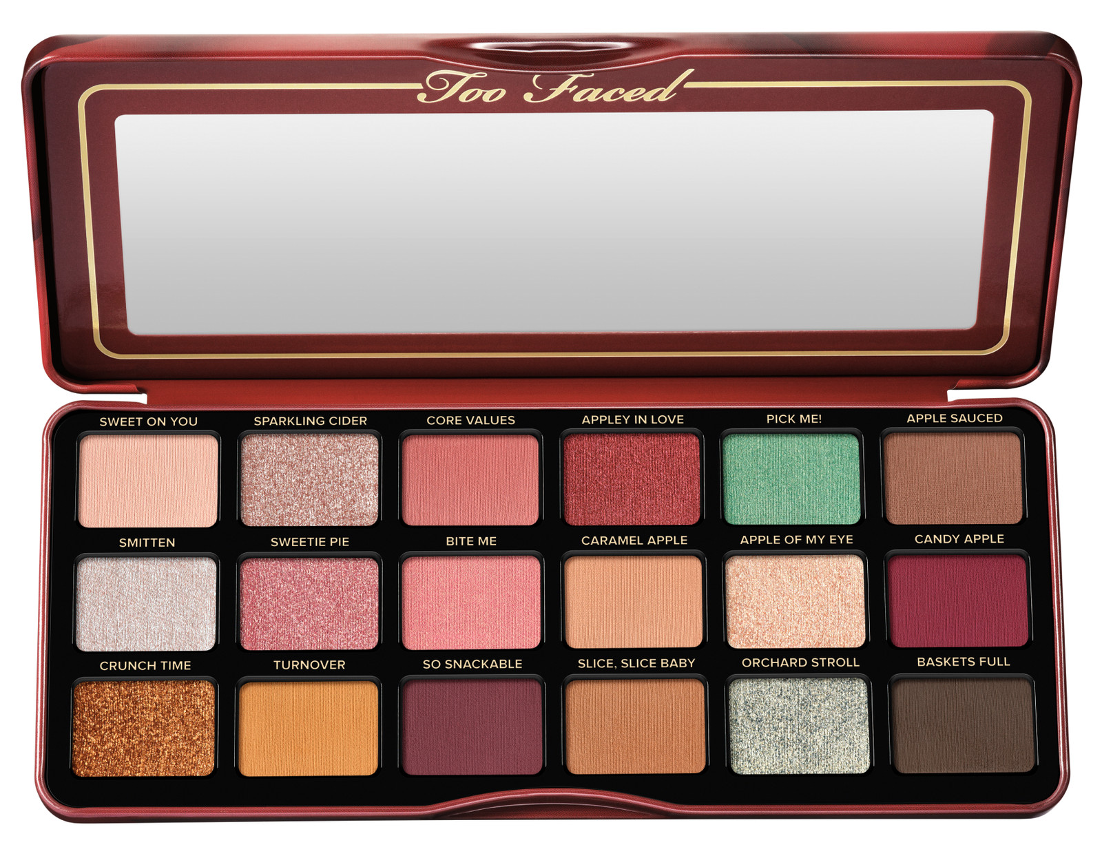 Палетка теней от Too Faced Модный новогодний макияж 2025: тени Too Faced Applely in Love